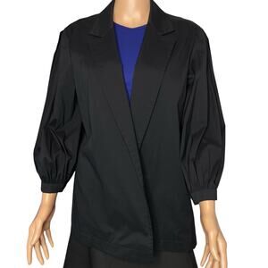 Lafayette 148 NY Tailored Stretch Blazer Black Size S Open Front Collared Jacket